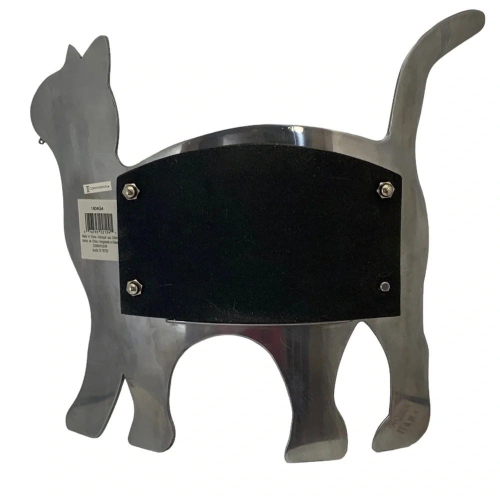 Cat Photo Frame Large Metal Freestanding Curved Large 11” Table Decor Silver 4x6